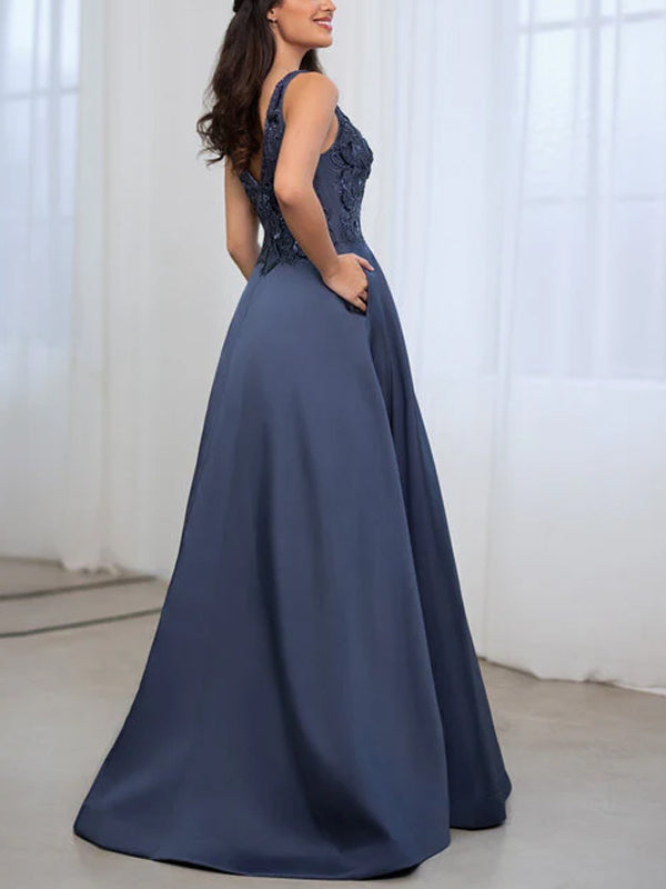 V-neck Sleeveless Solid Color Maxi Dress