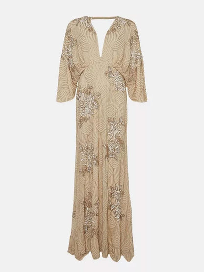 Vintage Kimono Sleeve Delicate Pattern Women's Dress