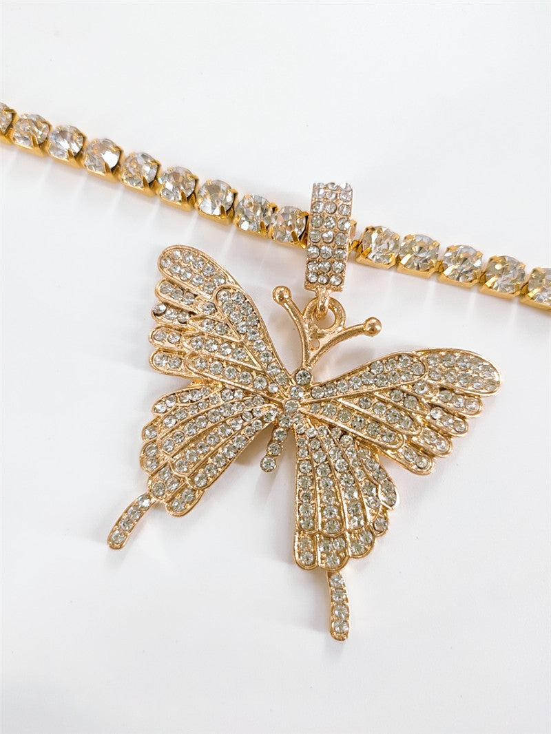 Big butterfly rhinestone necklace