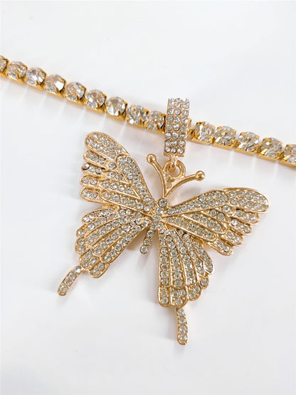 Big butterfly rhinestone necklace
