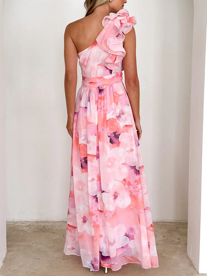 Elegant Chiffon One Shoulder Women's Dress