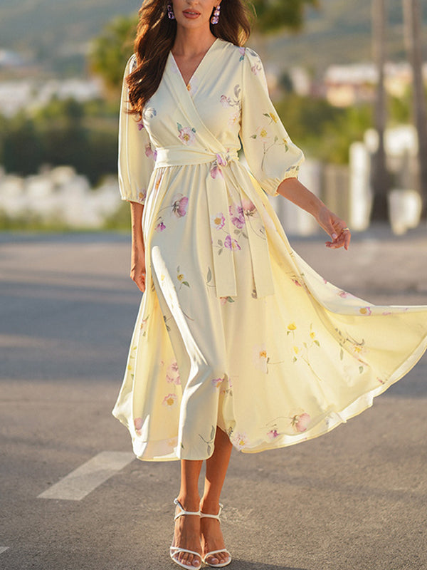 Simple Clear Print Wrap Women's Dress