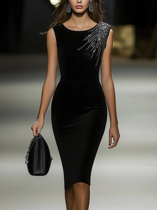 Bodycon Dress With Crystal-Embellished Shoulder Detail