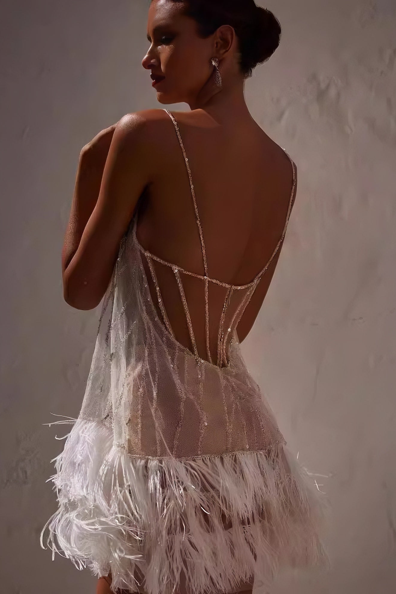 loveedsTM-Backless layered fringed mesh sequin slip dress