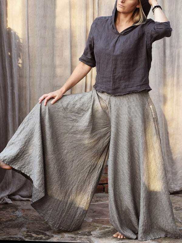 Cotton And Linen Wide Leg Culottes