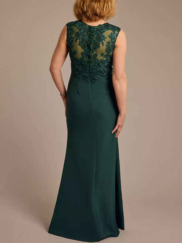 Scuba Crepe Tank Sheath Dress with Appliques