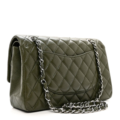 Chanel Caviar Quilted Medium Double Flap Dark Green