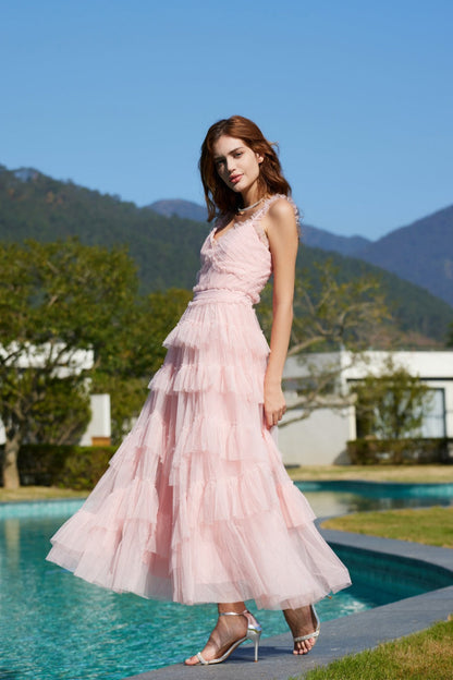 loveedsTM-Skirt V-neck high waist cake dress