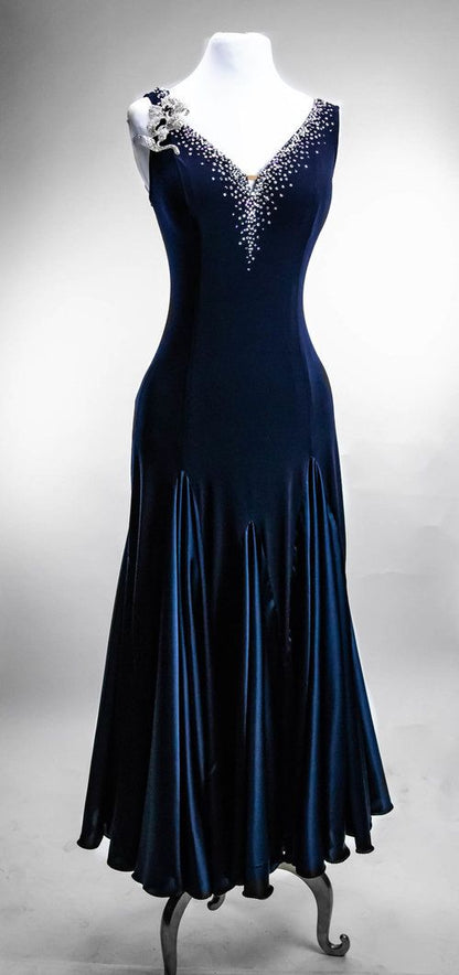 Blue Beaded Elegant Fashion Long Chiffon Ball Gown Evening Gown gh4224