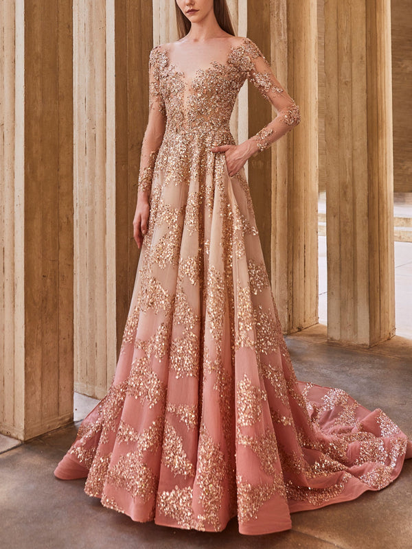 Sequined Elegant Mesh Women's Dress