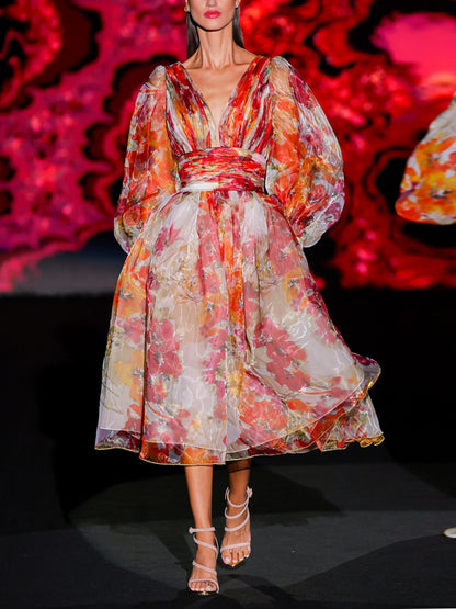 Puff Sleeves Temperament Short Catwalk Women's Dress