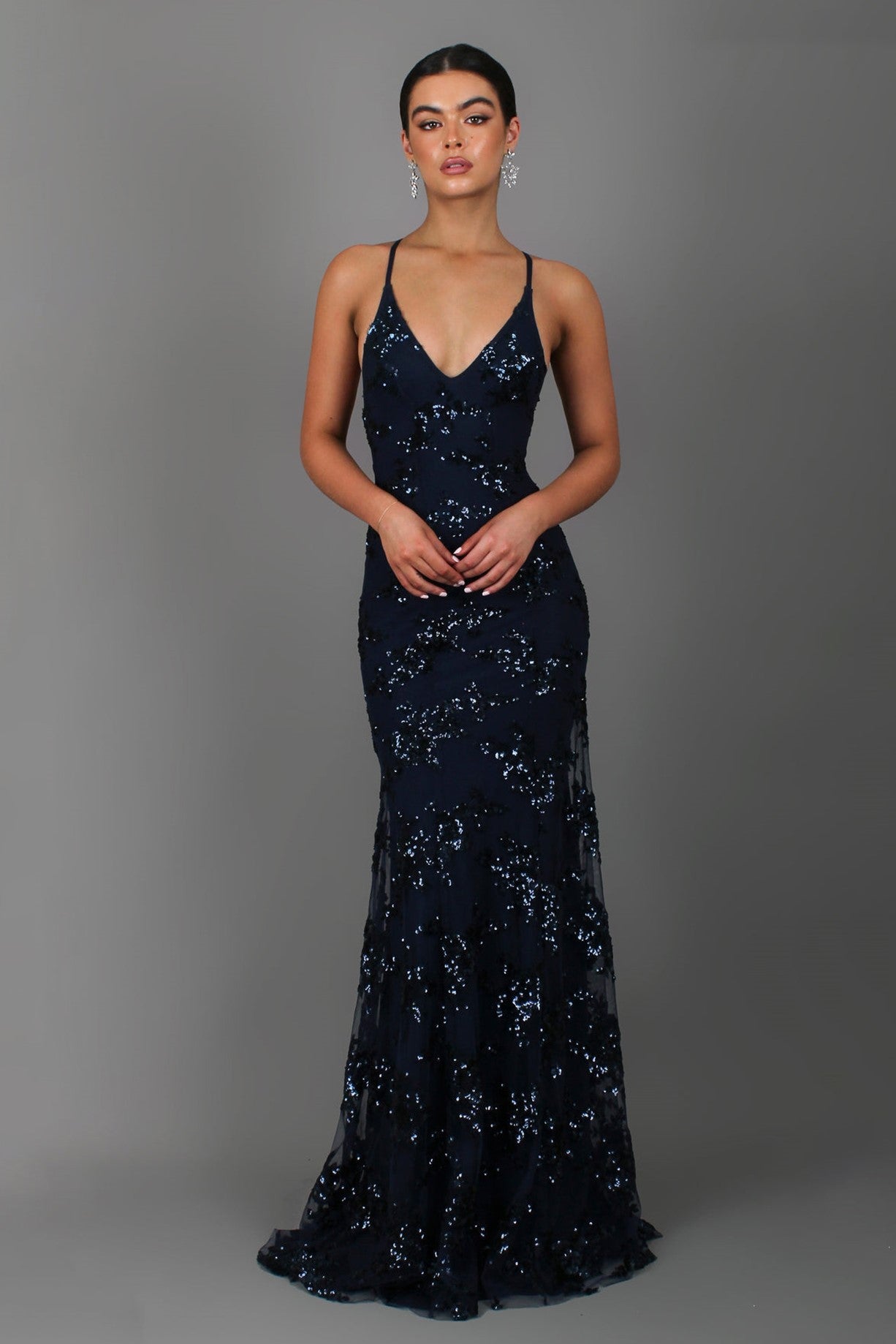 loveedsTM-Sequin V-Neck Backless Maxi Dress