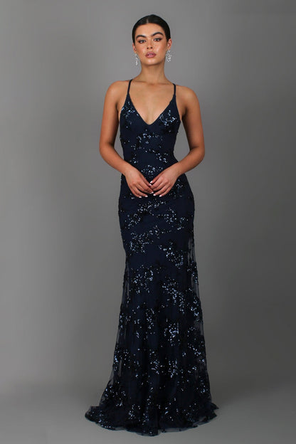 loveedsTM-Sequin V-Neck Backless Maxi Dress