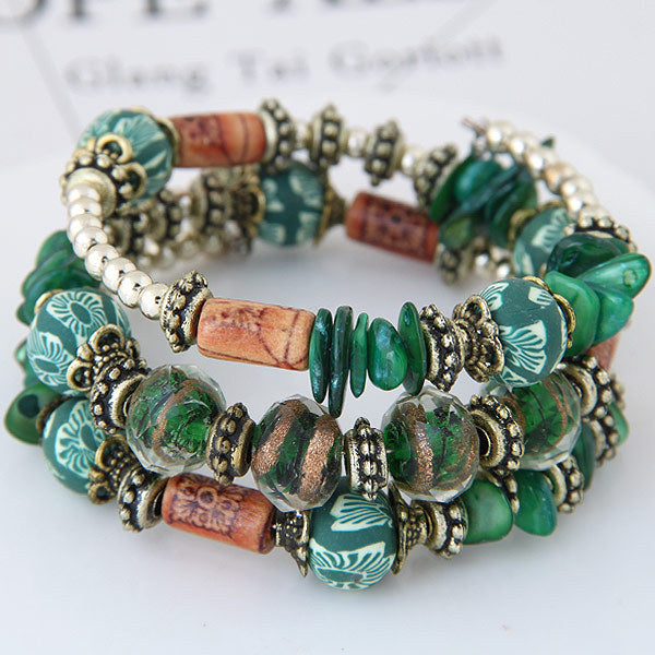 Multi-layer colorful stone shell bracelet