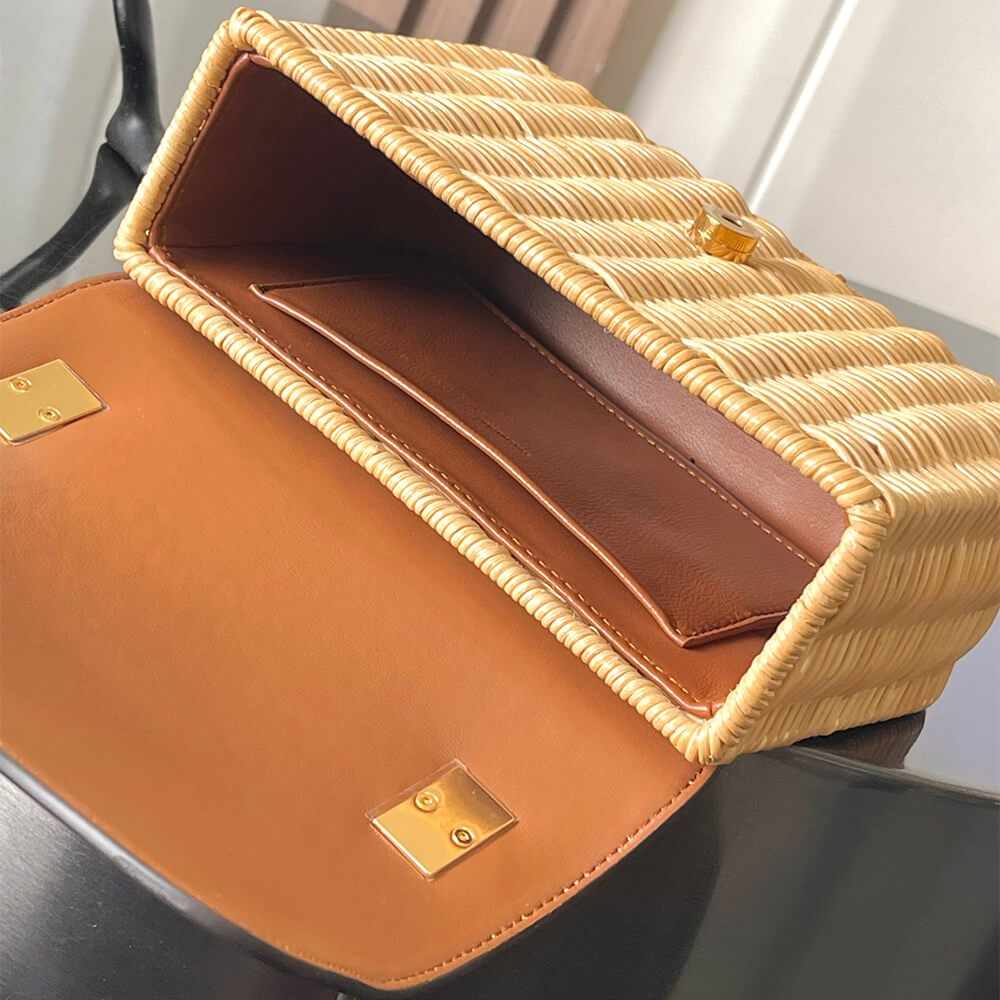 CELINE TEEN GARANCE BAG IN WICKER AND NATURAL CALFSKIN