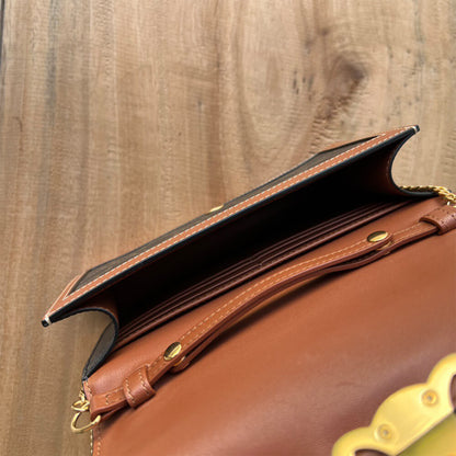 CELINE WALLET ON CHAIN MARGO in TRIOMPHE CANVAS and calfskin