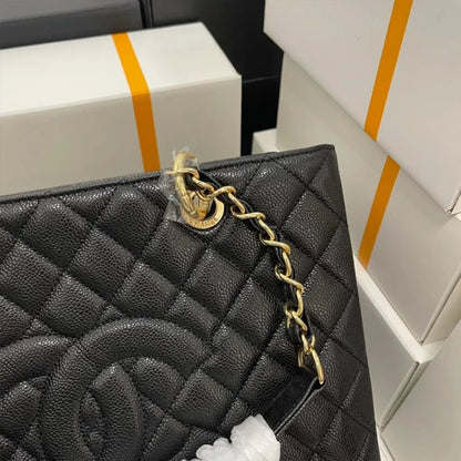 CHANEL CAVIAR QUILTED GRAND SHOPPING TOTE GST BLACK