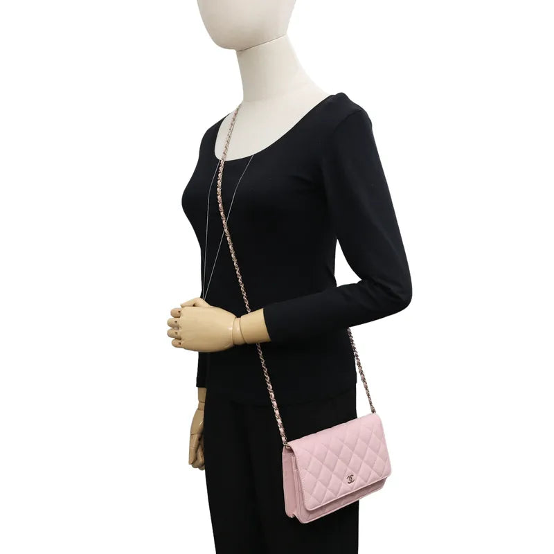 Chanel Classic Wallet on Chain WOC Light Pink Caviar Gold Hardware