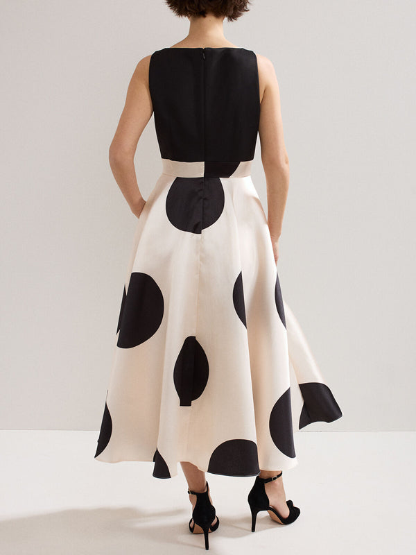 Elegant Polka Dot French Deep V Women's Dress