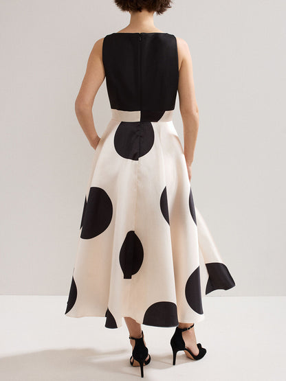 Elegant Polka Dot French Deep V Women's Dress