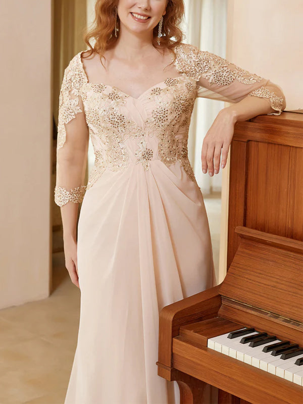 V-neck Lace Solid Color Maxi Dress