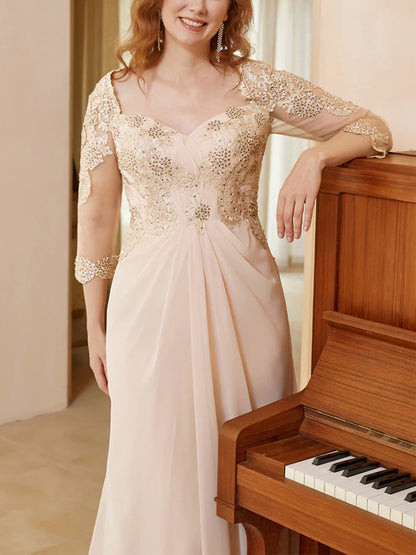 V-neck Lace Solid Color Maxi Dress