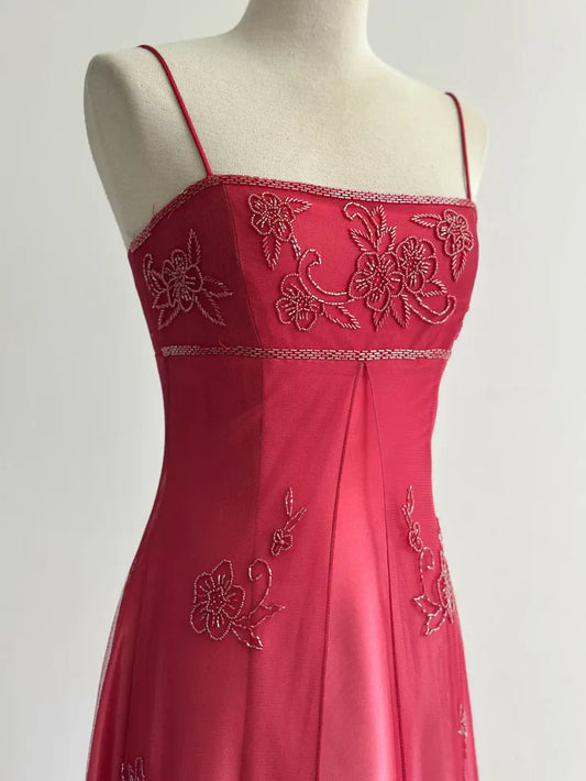 Red Fashion Elegant Exquisite Embroidery Beading Spaghetti Strap Long Tulle prom dress Evening Gown Party Dress gh3576