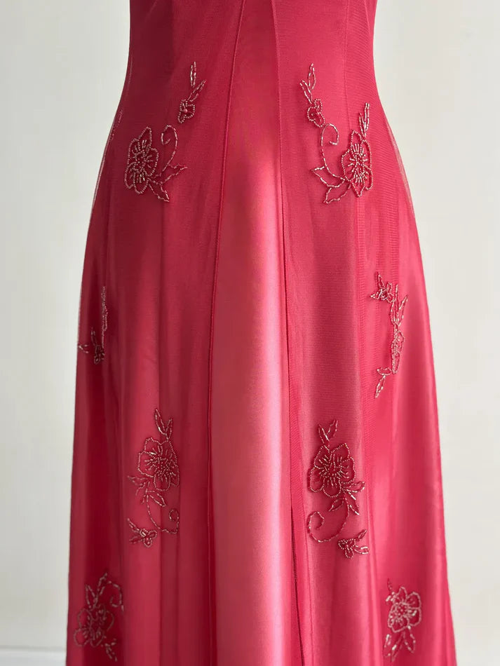 Red Fashion Elegant Exquisite Embroidery Beading Spaghetti Strap Long Tulle prom dress Evening Gown Party Dress gh3576