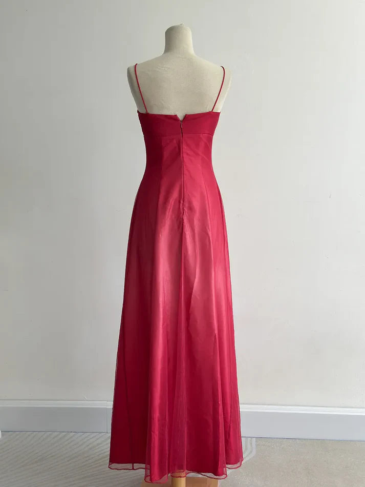Red Fashion Elegant Exquisite Embroidery Beading Spaghetti Strap Long Tulle prom dress Evening Gown Party Dress gh3576