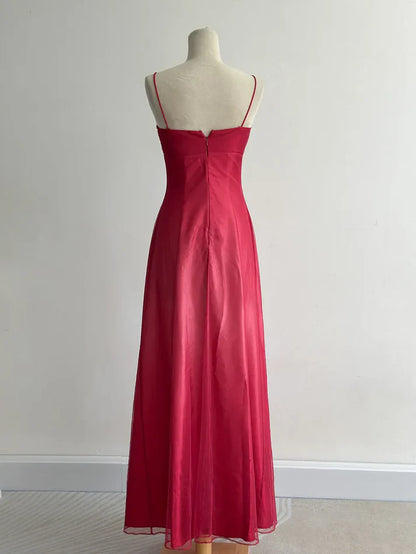Red Fashion Elegant Exquisite Embroidery Beading Spaghetti Strap Long Tulle prom dress Evening Gown Party Dress gh3576
