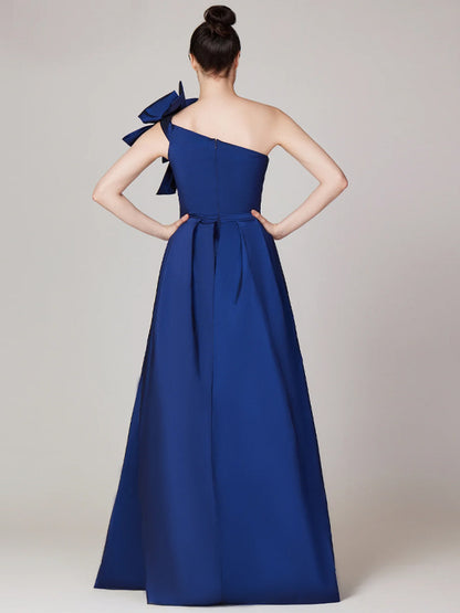 Off-the-shoulder Solid Color Maxi Dress