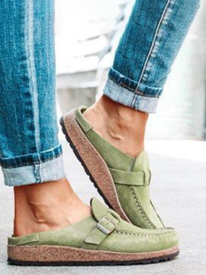 Women's casual suede all-match half-pull bean shoes