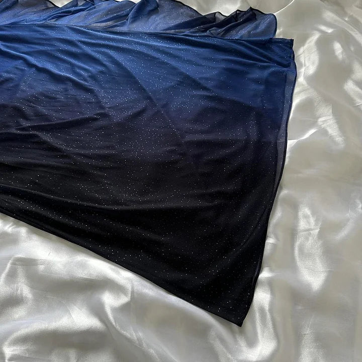 Dark blue/Purple shiny elegant exquisite beaded strap long chiffon prom, evening dress, party dress, graduation dress gh3507