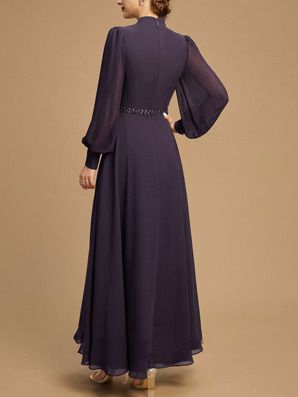 Ankle-Length Chiffon Mother of the Bride Dress With Beading Sequins