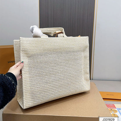 LV Louis Vuitton Raffia Tote Bag NOE PURSE 40x33cm