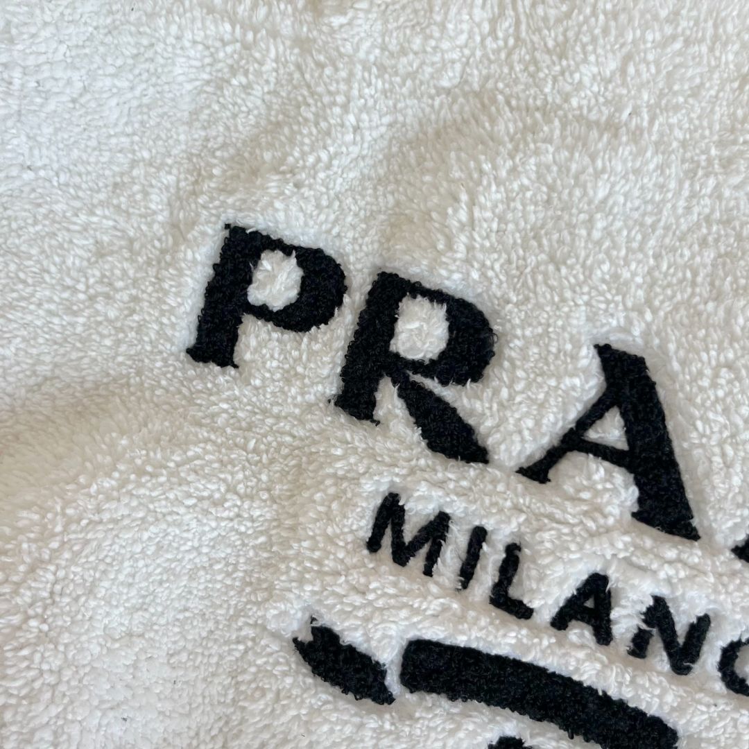 Prada logo-print terry-cloth tote bag