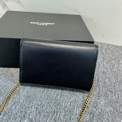 YSL Cassandra Shoulder Black Bag - 19x12.5x3.5cm
