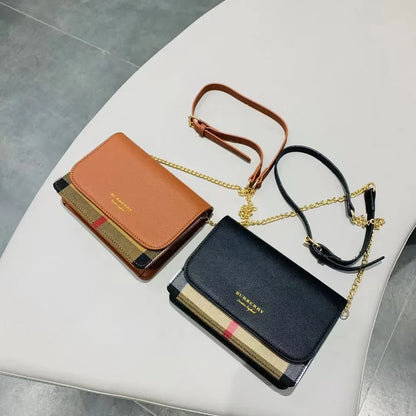 BB classic plaid fabric small square bag