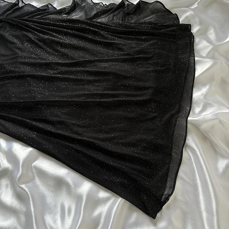 Black Shiny Elegant Long Chiffon Ball Gown Evening Gown Party Dress gh4232