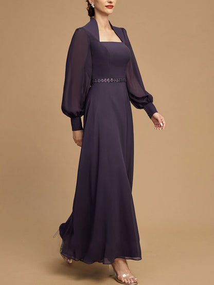 Ankle-Length Chiffon Mother of the Bride Dress With Beading Sequins