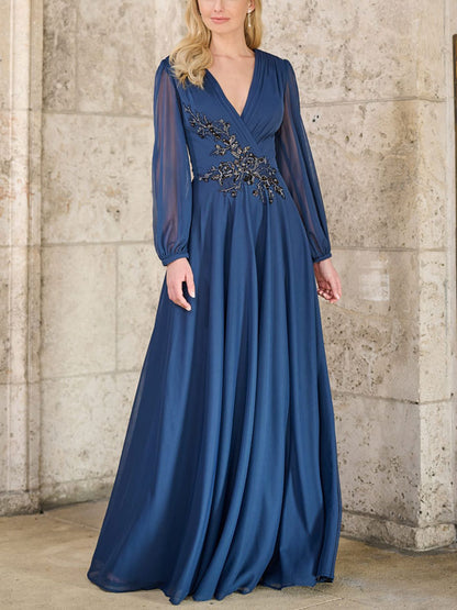 Chiffon Hand Embroidery Temperament Ladies Dress