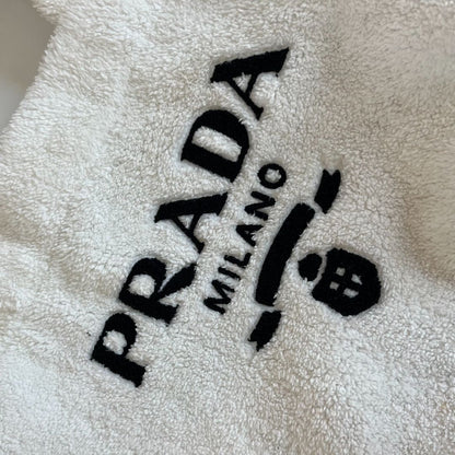 Prada logo-print terry-cloth tote bag