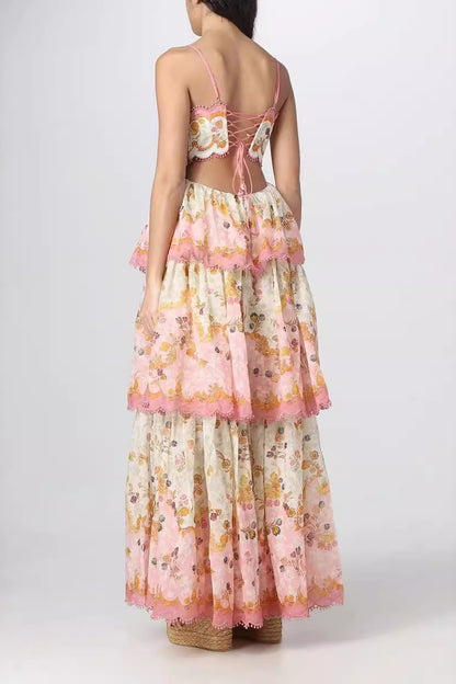 loveedsTM-Backless strappy slim waist cake dress