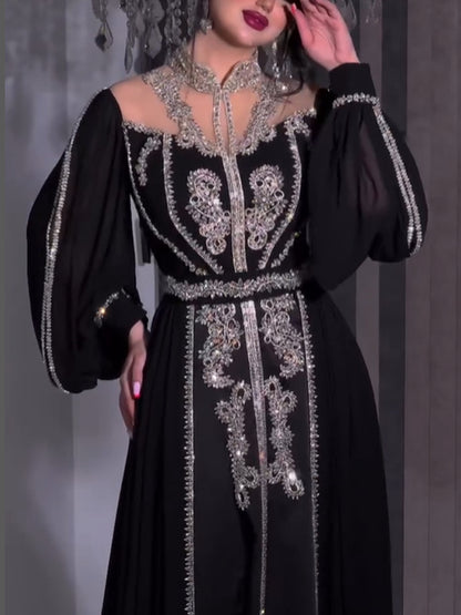 Sequined Elegant Chiffon Women's Dress