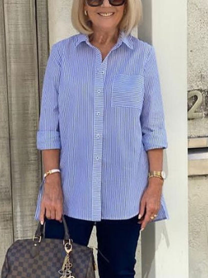 Casual Daily Striped Temperament Casual Ladies Shirt