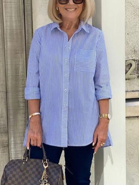 Casual Daily Striped Temperament Casual Ladies Shirt