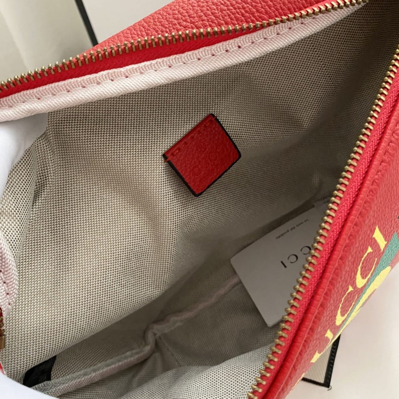 GUCCI PRINT BELT BAG RED 28CM 493869 0GDCT 6463