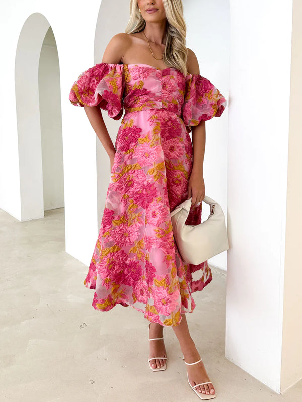 Off-shoulder Elegant Floral Dress