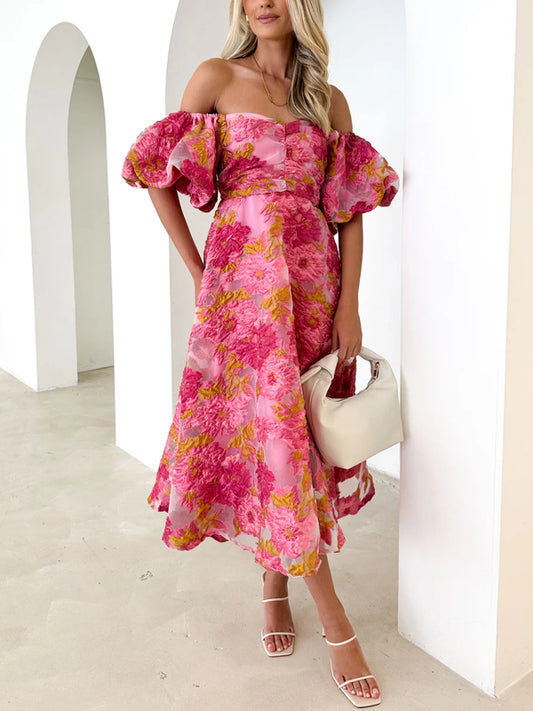 Off-shoulder Elegant Floral Dress