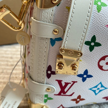 LOUIS VUITTON X TAKASHI MURAKAMI SIDE TRUNK MM BAG MULTICOLORE BLANC 23CM M14046